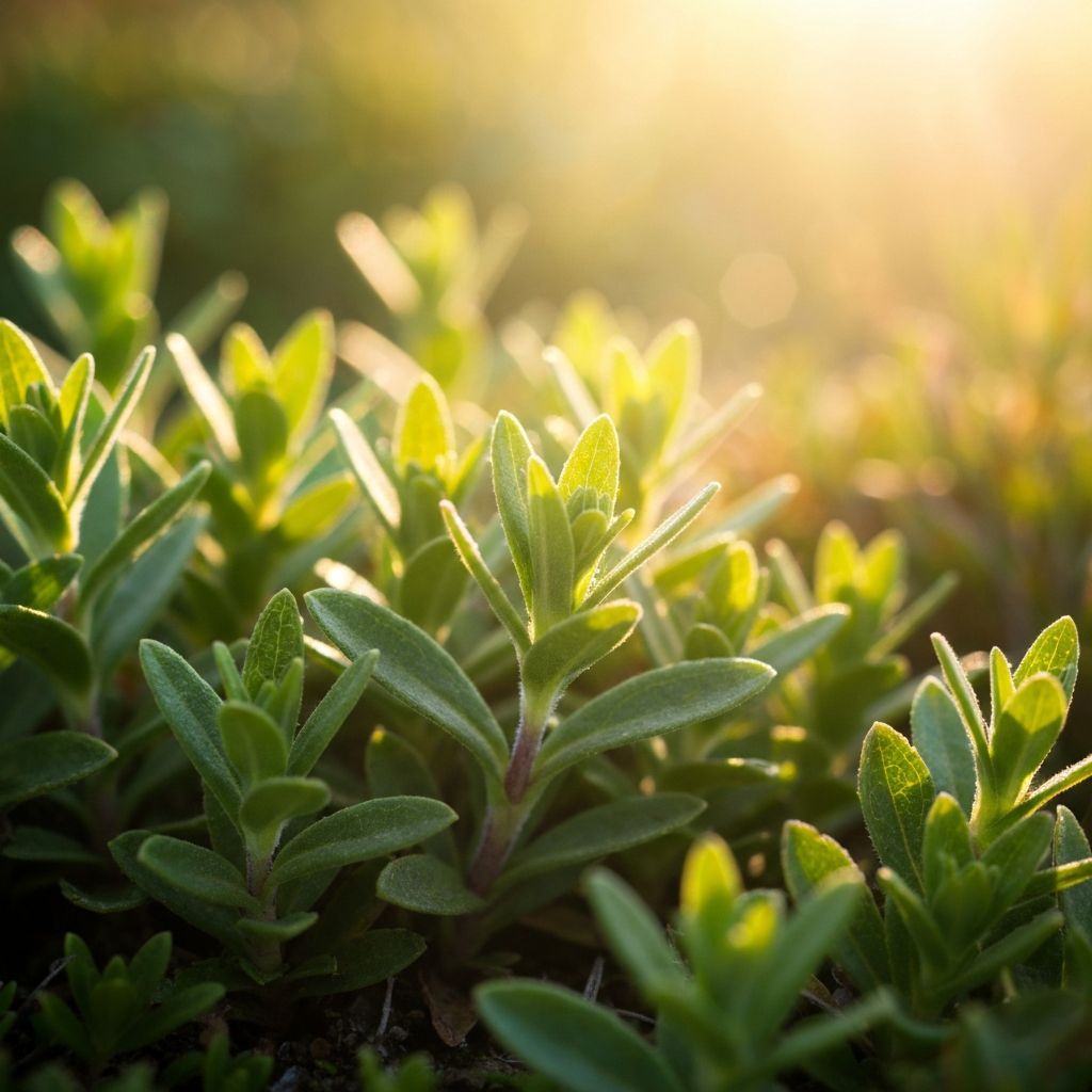 Alpine Kräuter in Sonnenlicht